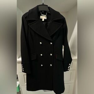 Michael Kors Black Double-Breasted Pea Coat